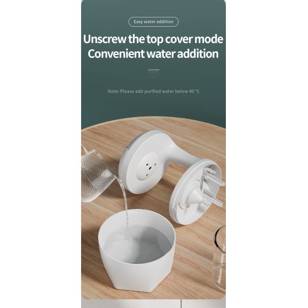HOMEFISH Anti Gravity Cool Mist Humidifier Small Room Back Flow Humidification Machine White 800ml Capacity