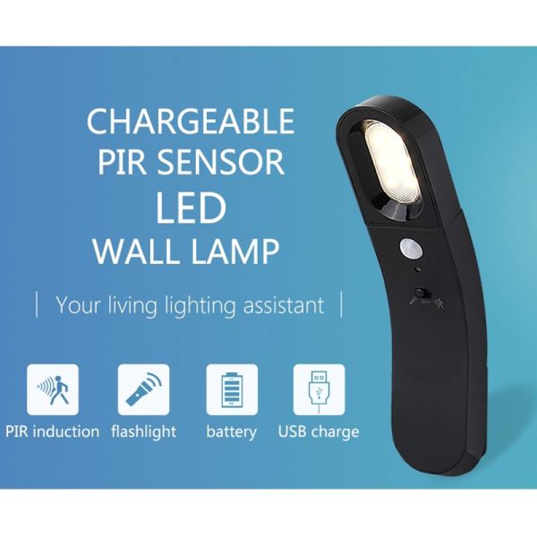 Wireless 1800mAH 6Leds USB Rechargeable Motion Sensor Light For Aisle