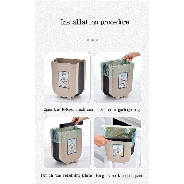 Household Wall Mounted Portable Trash Can 10L Folding Garbage Can