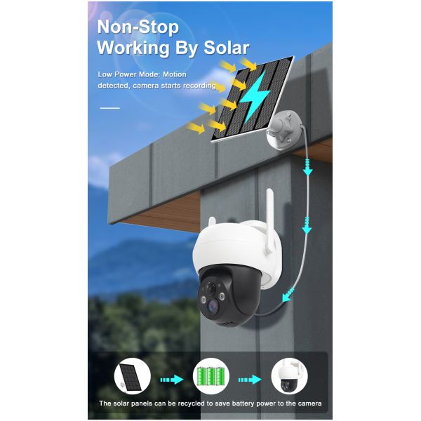 3MP Wifi Solar Camera 4MP Wireless Surveillance IP Camera With 9000mah Recharge Battery Security Video Camera Outdoor