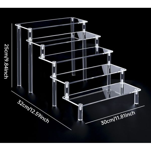 Clear Acrylic Display Stand Plexiglas Storage Shelf Ladder-shaped For Desktop