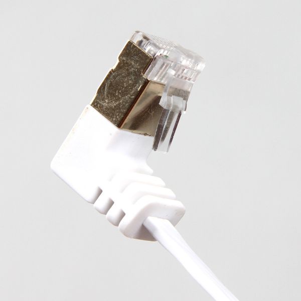 White Straight Flat Patch Cable PVC Jacket Multipurpose UTP Shield