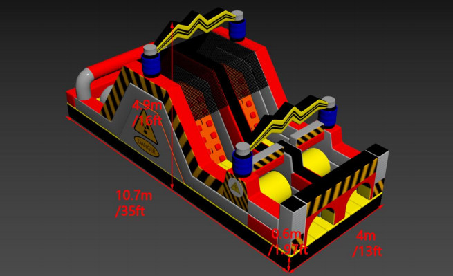 Danger Obstacles Inflatable Bounce House Castles With Two Slides