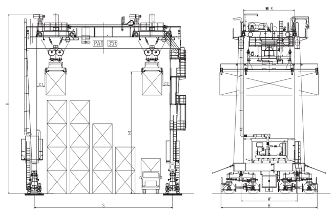 35T 40T Mobile Harbour Port Container Gantry Crane 320KN