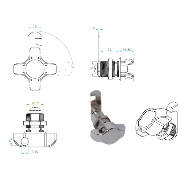 High Quality Lever Lock 90 Degree Turn Lock