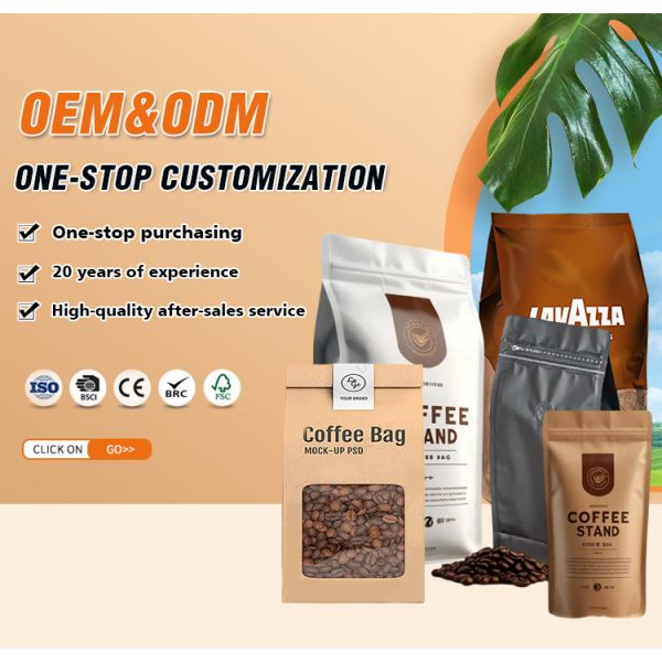 Customized Design Gravure Printed Surface Versatile Usage Flat Bottom Zipper Bag Reusable Coffee Package Bag