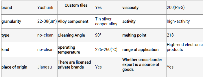 SMT Solder Paste product properties and technical specifications