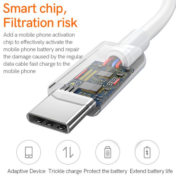 PVC USB Type C Charging Cable 1m 3A Type C Data Transfer Cable
