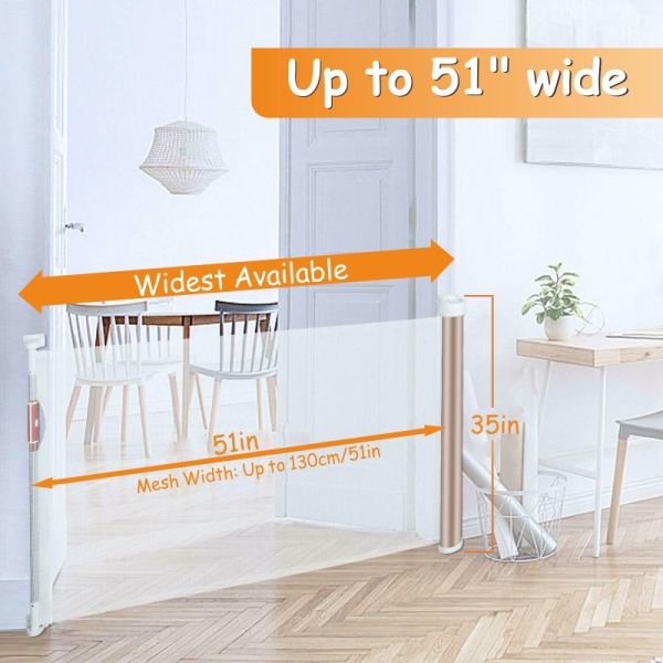 Retractable Mesh Baby Safety Gates Aluminum Frame For Hallways