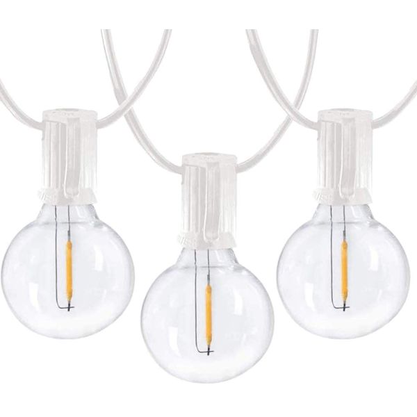 E12 25Ft G40 LED Garden White Globe Outdoor Bulb String Lights