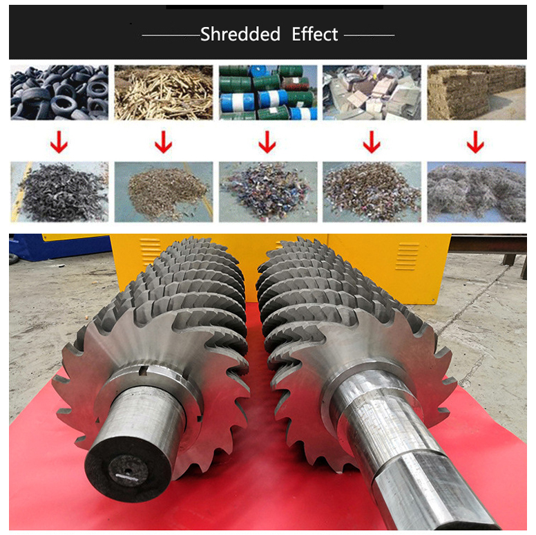 1380*800*1400mm Scrap Heavy Melting Pvc Hdpe Pp Pet Scrap Dual Shaft Single Motor Shredder