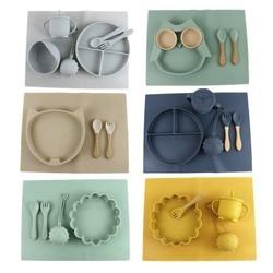 China Food Grade Silicone Tableware Set , Silicone Suction Divided Plate Waterproof on sale