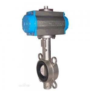 China Stainless Steel Pneumatic Control Wafer Type Pneumatic Actuator Butterfly Valve on sale