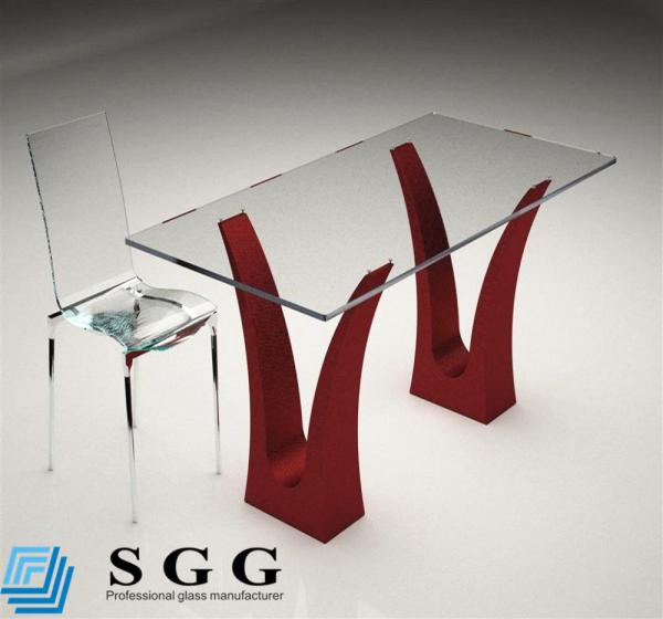 CE& SGS certificated Excellence quality bevelled edge table top glass