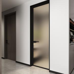 China Customized Bathroom Translucent Frosted Glazed Internal Doors Aluminium Frame on sale