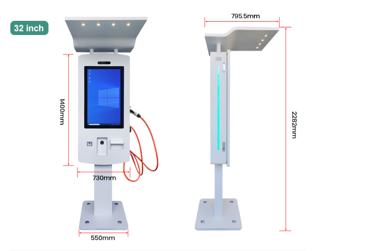 32" Waterproof Self Service Kiosk Ev Charger Drive Through With Led Lamps