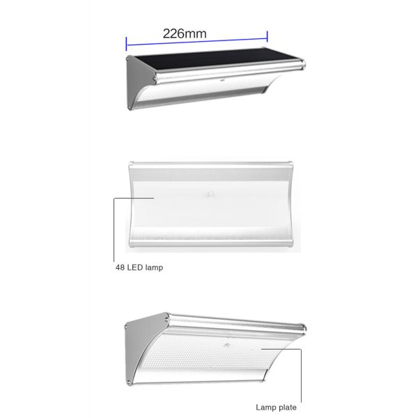 48 LED Pathway Solar Wall Light With Motion Sensor 900LM High Brightness