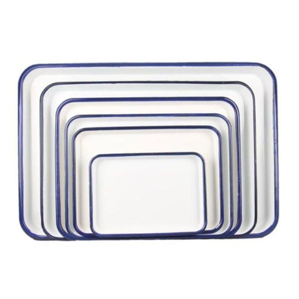 Rectangular Shaped Enamel Bakeware Casserole Dish Baking Pan Set Classical Style FDA