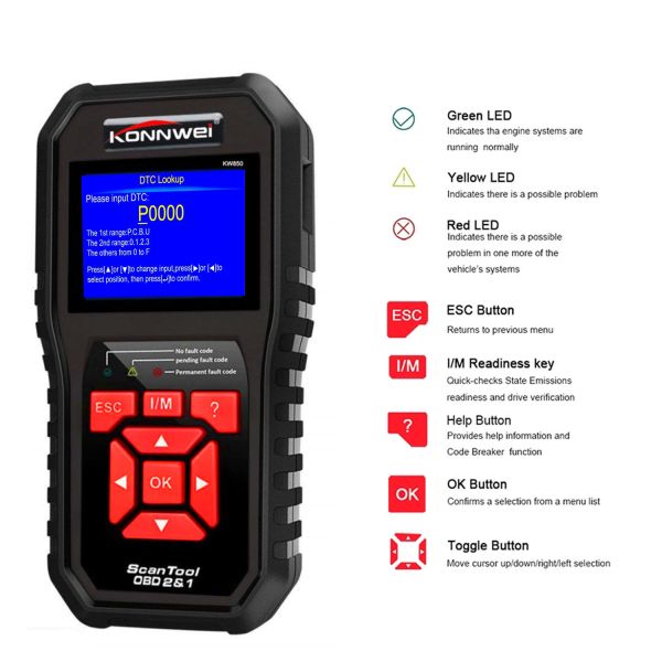 Battery Tester Konnwei Scan Tool KW850 Kia Fiat Bentley Peugeot Mercedes Obd2