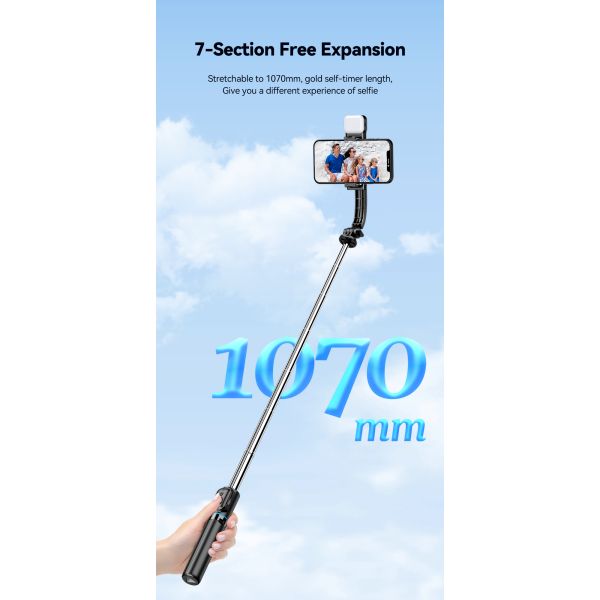 Bluetooth Remote Control Long Selfie Stick Adjustable For Mobile Phones