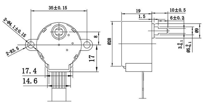 28mm 28BYJ48 Stepper Motor 24V 4 Phases Smooth Operation Rust Resistance