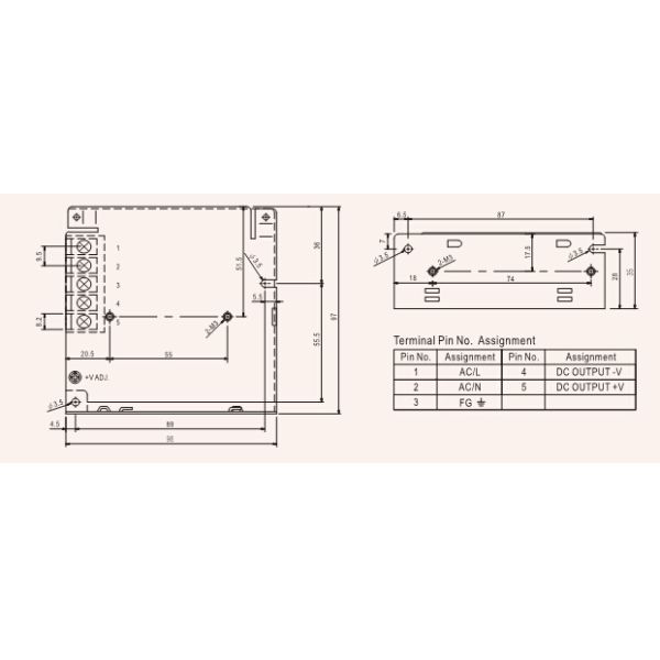 Winston Single Output Switching Power Supply 12V / 5V High Efficiency 35W