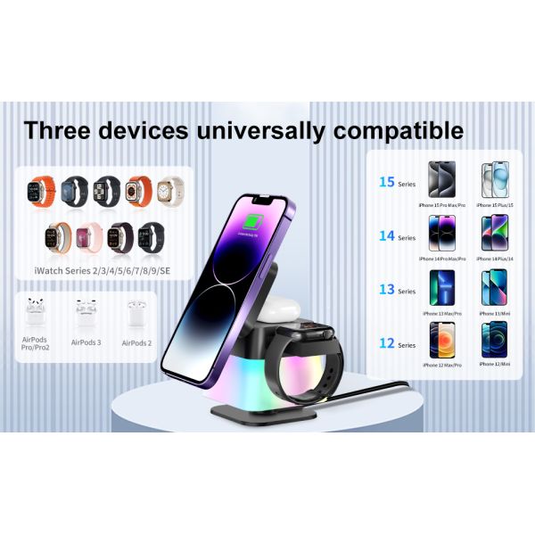 Night Light Wireless Charger For Smart Watch Charging Station With Type C Interface