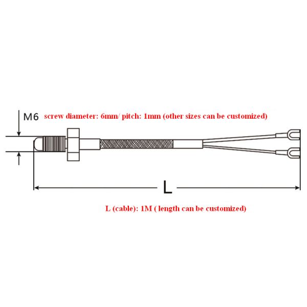 Component Tube For M6 Screw Thread Industry Probe Temperature Sensor E K J Type Thermocouple