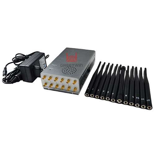 12 Channels Cell Phone Signal Jammer 3G/4G/WiFi 2.4G/ 5.8G Cooling System