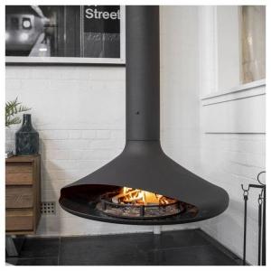 China 900mm Black Color Hotel Wood Charcoal Suspended Fireplace For Warming on sale