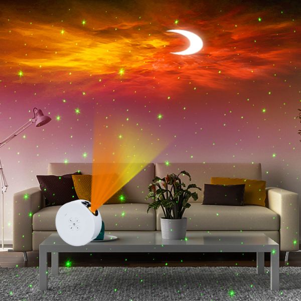 Multiscene RGB Star Moon Night Light , Voice Control Moon Nebula Lamp Projector