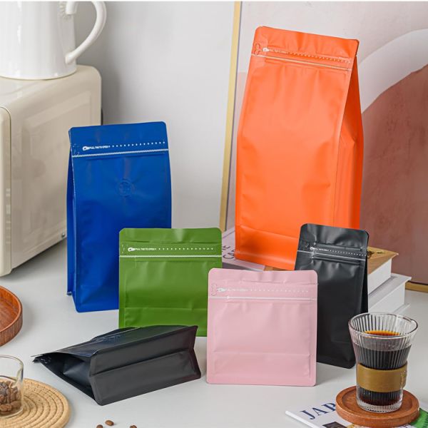 Customized Design Gravure Printed Surface Versatile Usage Flat Bottom Zipper Bag Reusable Coffee Package Bag