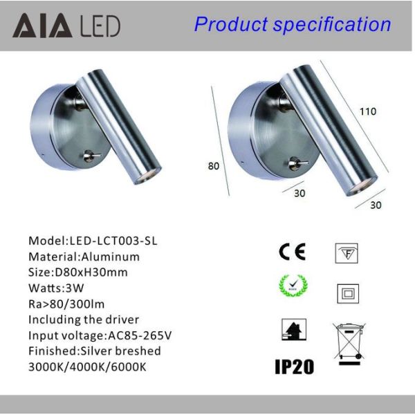 Surface mounted bedside wall light bedside wall lamp/led headboard reading lamp for hotel rooms