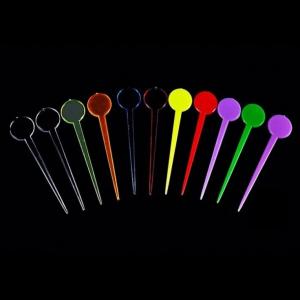 Quality Custom Logo Mini Disposable Round Clear Colorful Plastic Fork Fruit Stick for sale