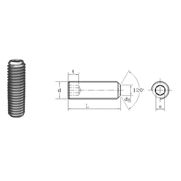 Black Color Cup Point Set Screws Din 916 Metric Fine Threaded Alloy Steel Materials