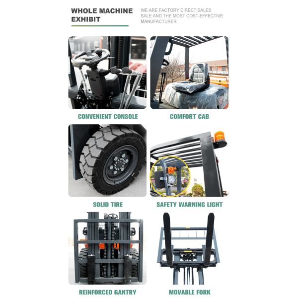 Loading And Unloading Forklift White Construction Lift Fork Truck 6000kg