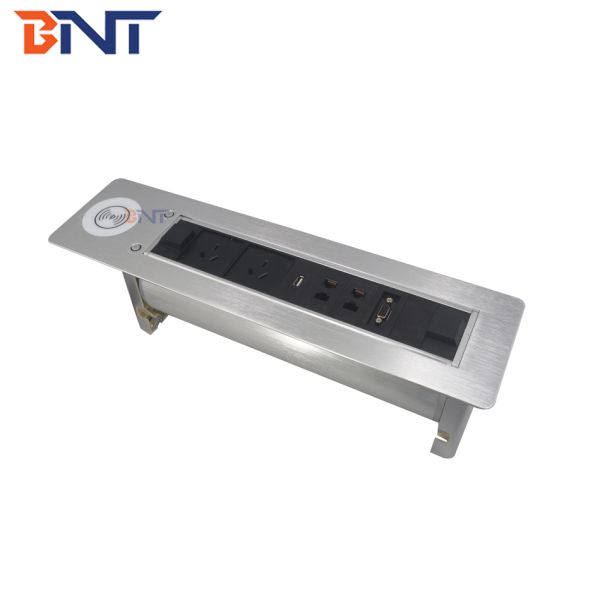 Multifunction office electrical accessory AU power tabletop electric flip socket with wireless charger